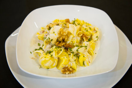 Italian pasta with cheese sauce. Traditional recipe from the city of Rome.の写真素材