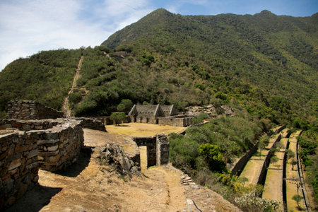 Ruins of Choquequirao, an Inca archaeological site in Peru, similar in structure and architecture to Machu Picchu.の写真素材