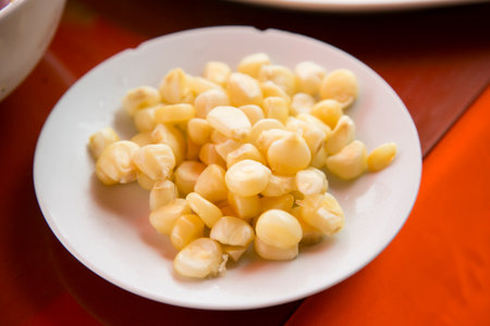 Preparing a delicious Peruvian sea bass ceviche in the fishing port of Chorios in Lima.の写真素材