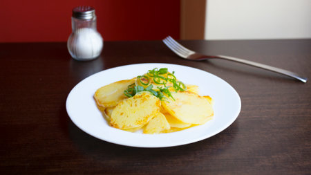 Baked potatoes. Traditional Russian food starters at any good table.の写真素材