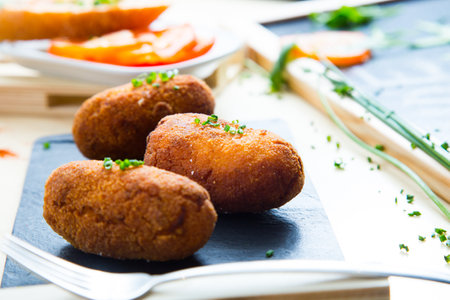 The croquette is a portion of dough made from a dense sauce such as bechamel and a mincemeat of...