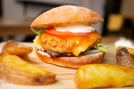 Authentic top quality American crispy chicken Burgerの写真素材