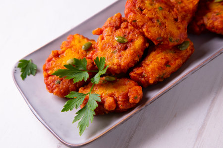 Fritters prepared with flour and pumpkin. Traditional Spanish recipe.