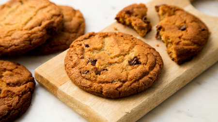 Chocolate chip cookies at coffee time.