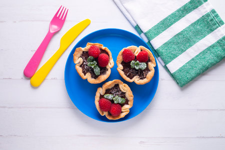 Tartlet with raspberry in France.の写真素材