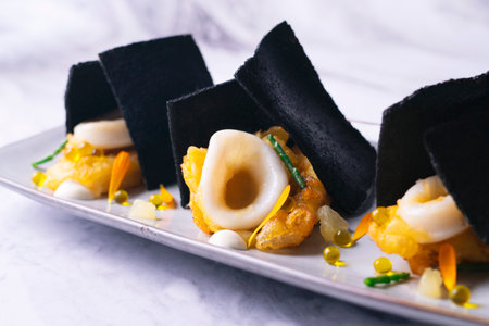 Squid sandwich. Traditional spanish sandwich with calamari and mayo.