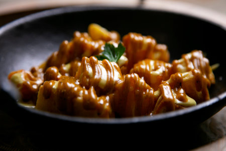 Papas bravas, are a typical preparation of bars in Spain consisting of potatoes cut into large...