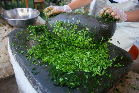 The Peruvian fulling stone or maray is a lithic object used to grind food in Peru.の写真素材