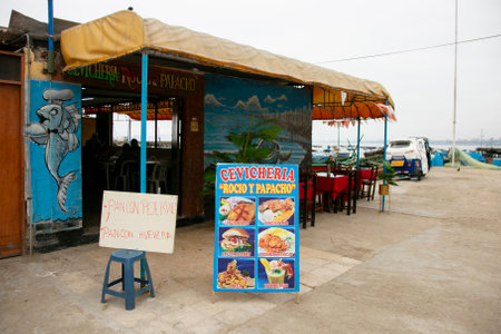Lima Peru; 1st January 2023: Activity of the fishing industry in the port of Chorios in the City of Lima in Peru.のeditorial素材