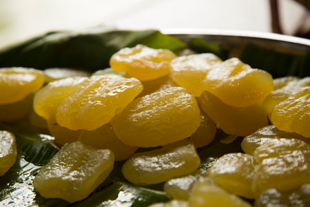 Med Kanoon (Thai green peanut paste) at a street food stall in Bangkok, Thailand.の写真素材