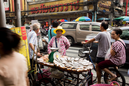 Bangkok, Thailand; 1st January 2023: Street food stall on the streets of Bangkok.のeditorial素材