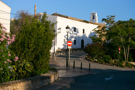 Church in the town of Sant Agusti on the island of Ibiza.の写真素材