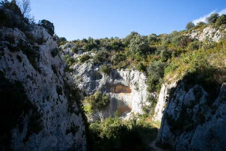 Route of the Chimiachas shelter in the Sierra de Guara in Huesca in Spain.の写真素材