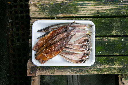 Ito, Japan; 1st October 2023: Fish at a Dried Fish shop in Ito City, Shizuoka, Japan.