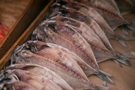 Ito, Japan; 1st October 2023: Fish at a Dried Fish shop in Ito City, Shizuoka, Japan.の写真素材
