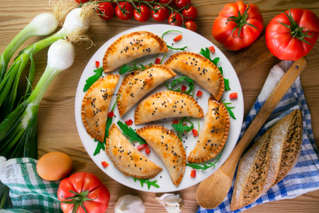 Argentine empanadas handmade with traditional recipe.の写真素材