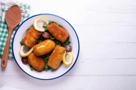 Fish croquettes. Traditional tapas from the coastal areas in Spain.の写真素材