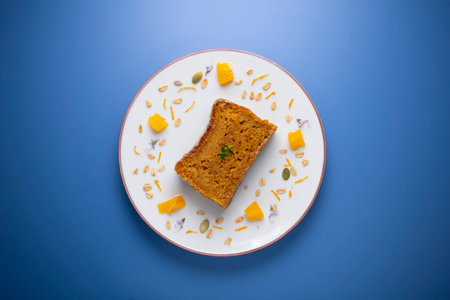 Delicious vegan carrot and tangerine sponge cake with ground almonds.の写真素材