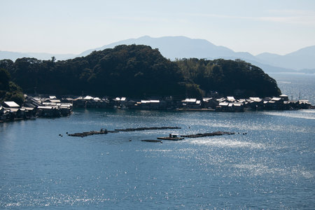 Fish farms located in Ine bay in the beautiful fishing village of Ine in north of Kyoto.の写真素材