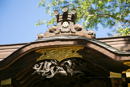 Detail of a Shinto shrine in the city of Sakura in Japan.の写真素材