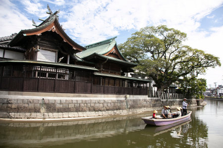 Yanagawa, Japan; 10th October 2023: The city of Yanagawa in Fukuoka has beautiful canals to stroll along with its boats run by skilled boatmen.のeditorial素材