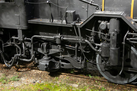 Nagiso, Japan; 1st October 2023: Black old locomotive train in Nagiso town in Japan.