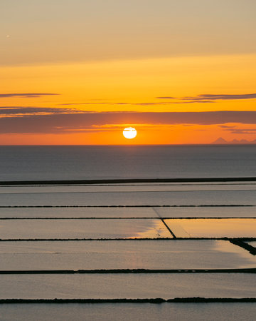 Beautiful sunset in the Ses Salines area in the town of Sant Jordi on the island of Ibiza.