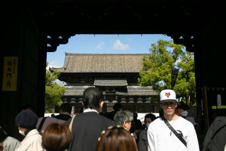 Kyoto, Japan; October 10th, 2023: The Kobo-san Market at Toji Temple in Kyoto stands out as one of the city's largest flea markets in the city.のeditorial素材