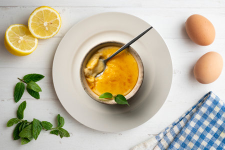 Crema Catalana or La crÃ¨me brÃ»lÃ©e seen from an overhead perspective.の写真素材