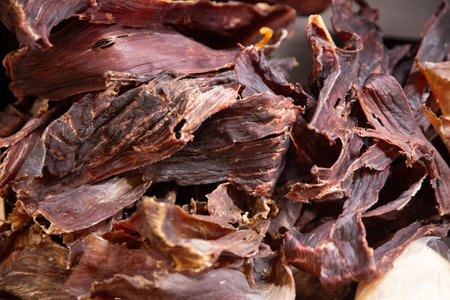 Meat stall in the central market of the city of Oaxaca in Mexico.の写真素材