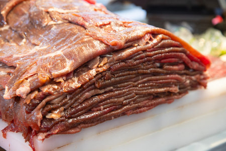 Beef jerky barbacoa is the traditional dish of Atlixco in the Puebla region of Mexico.の写真素材