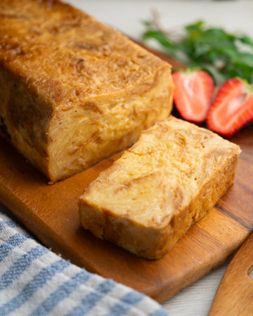 Ibizan Greixonera. Egg pudding with traditional ensaimada from the Balearic Islands.