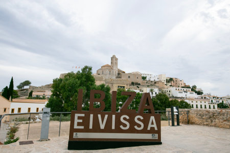 Streets and views of the ancient walled citadel of Dalt Vila, a UNESCO World Heritage Site, on the island of Ibiza in Spain.の写真素材