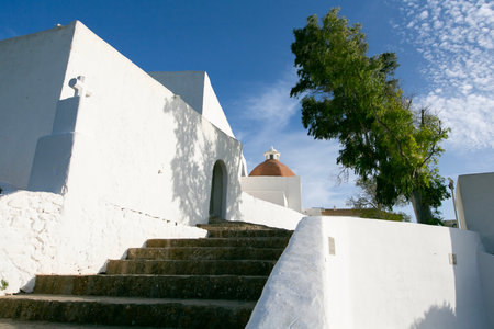 The old quarter of Puig de Misa in Santa Eulalia des Riu on the island of Ibiza.の写真素材