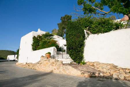 The old quarter of Puig de Misa in Santa Eulalia des Riu on the island of Ibiza.の写真素材
