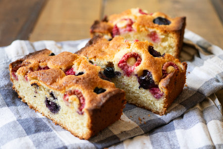 Frangipane tart with red berries.