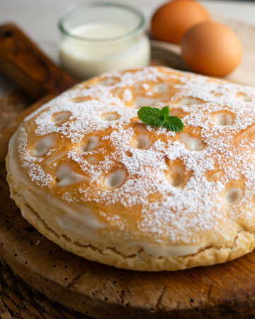 Galician Cream Cake. A traditional dessert from northern Spain with whipped cream.