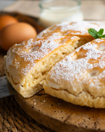 Galician Cream Cake. A traditional dessert from northern Spain with whipped cream.の写真素材