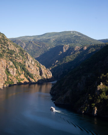 Views of the banks of the Sil Canyon in the Ribeira Sacra from the Souto Chao viewpoint (Galicia, Spain).の写真素材