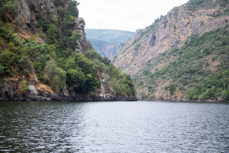 Views of the rocky banks of the Sil Canyon in the Ribeira Sacra (Galicia, Spain).の写真素材