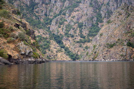 Views of the rocky banks of the Sil Canyon in the Ribeira Sacra (Galicia, Spain).の写真素材