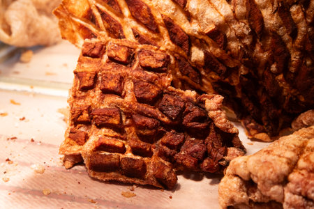 Pork Chicharron. Fried pork skin for sale at the San Juan Market in Mexico City.