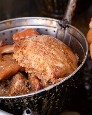 Mexico City, Mexico; 1st November 2025: Street food stand serving the famous pork carnitas tacos in Mexico City.の写真素材