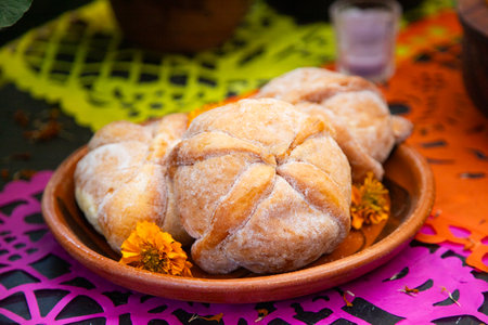 Bread of the dead A traditional Mexican bread for the Day of the Dead celebration.