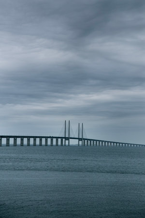 Øresund Bridge connects the two metropolitan areas of the Øresund Region: the Danish capital, Copenhagen, and the Swedish city of Malmö.の写真素材