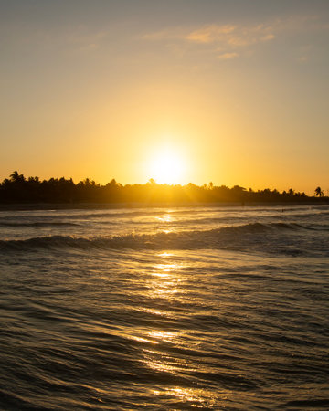 Sunset at El Cuyo Beach, a fishing village on Mexico's Yucatan Peninsula.の写真素材