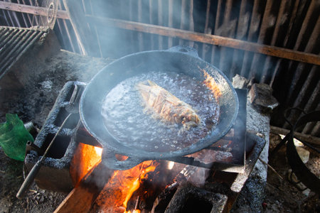 El Cuyo, Mexico; November 1, 2025: Fried fish at a restaurant in El Cuyo, a fishing village on Mexico's Yucatan Peninsula.の写真素材