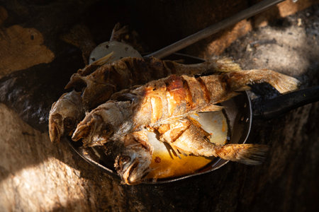 El Cuyo, Mexico; November 1, 2025: Fried fish at a restaurant in El Cuyo, a fishing village on...