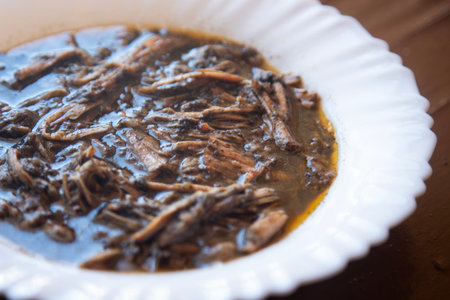 Recado Negro is a dish with meat and a mixture of dried chilies and other spices typical of the Yucatan Peninsula in Mexico.の写真素材