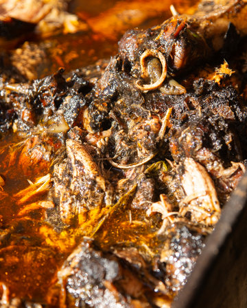 Recado Negro is a dish with meat and a mixture of dried chilies and other spices typical of the Yucatan Peninsula in Mexico.の写真素材